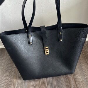 Black Leather Tote Bag